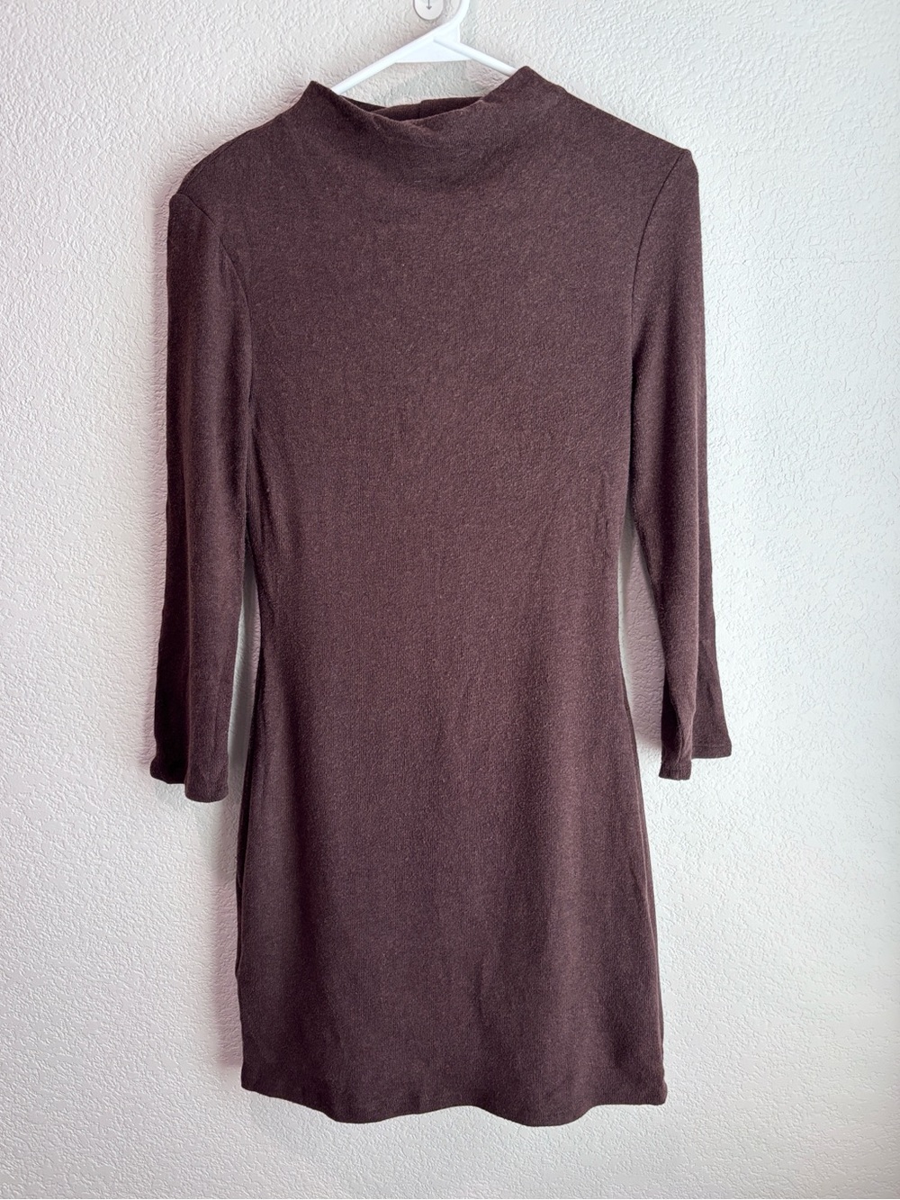NWT Reformation Camille Knit Mini Dress Long Sleeve Brown Women’s Size Small